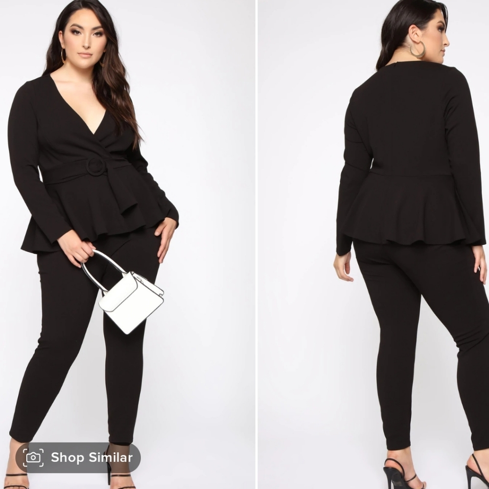 Plus size peplum jumpsuit